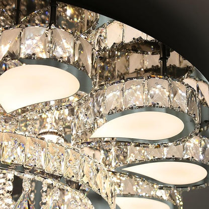 HAIXIANG Extra Large Chandelier for Living Room Crystal Chandeliers High Ceiling Light Fixtures Luxury Modern Dimmbale Lighting Silver Lights for Entryway Foyer
