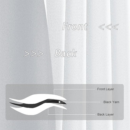 DUALIFE Pure White Short Curtains for Small Windows Half Blackout Kitchen Cafe Curtain 54 Inch Length Summer Heat Insulated Room Divider Drapes for Bedroom Rod Pocket/Back Tab 2 Panels W34 x L54