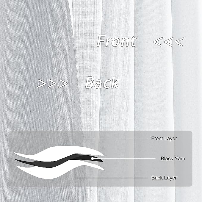 Greyish White Blackout Linen Curtains 72x96 Inches Long Room Darkening Privacy Assured Drapes for Sliding Glass Patio Door,Floor to Ceiling Curtains,2 Pcs,Rod Pocket and Back Tab Pleated Curtains