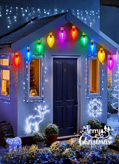 Super Jumbo C9 Christmas Pathway Lights - 11FT 5 LED Jumbo Christma Walkway Light, Multicolor Christmas Decoration Outside, Waterproof Giant Christma Lights Outdoor Decoration for Yard Holiday Lawn