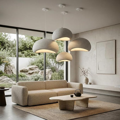 JAYMP 70cm Wabi Sabi Pendant Light for Living Room Hallway Restaurant Modern Hanging Lamp E26 Base Japanese Style Bird Nest Shape Lighting Fixture, 1 Pack (Matte White,B Shape, 70cm/27.6in)