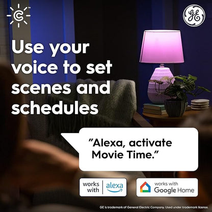GE Cync Dynamic Effects A19 LED Smart Light Bulbs, Bluetooth and WiFi Color Changing Lights with Music Sync, Compatible with Alexa and Google Home (2 Pack)