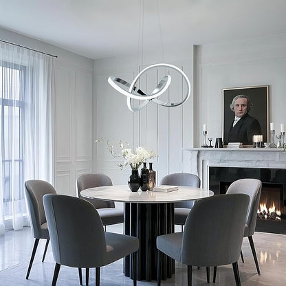 MAYNA LED Pendant Light with Irregular Ring Lights,Modern LED Chandelier, Dimmable Contemporary Ceiling Light Fixture for Dining Room Bedroom Kitchen Island Cafe, 6000K White