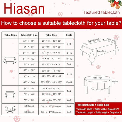 Hiasan 60 X 102 Inch Rectangle Textured Tablecloth - Waterproof Spillproof Antiwrinkle Jacquard Table Cloth for Kitchen and Dining Dinner, Outdoor Picnic, Holiday and Parties, Hunter Green
