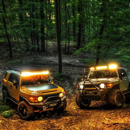 Nilight 20 Inch 420W LED Light Bar Amber Triple Row Flood Spot Combo Driving Boat Led Off Road Lights with 16AWG Wiring Harness Kit-1 Lead, 2 Year Warranty (ZH706)