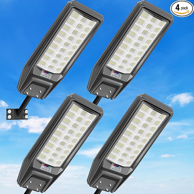 9500W Solar Street Light Outdoor Waterproof, 250000LM Large Commercial Light Solar Powered Dusk to Dawn LED Security Flood Lights with Remote/Motion Sensor, IP67 for Parking Lot/Garden/Yard