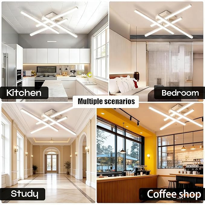 Modern 24in LED Ceiling Light, Minimalist Linear Geometric Flush Mount, 3000K Warm White Ceiling Lamp for Living Room Bedroom Kitchen Dining Room Office