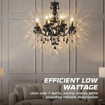 OHLECTRIC STAR Decorative Incandescent Bulb (6-Pack) 7W Clear Flame/Star Design Novelty Decor Light Bulb Candelabra Base E12 45 Lumens 120V C7A Filament, Chandeliers, Accent Lighting, Holiday Displays