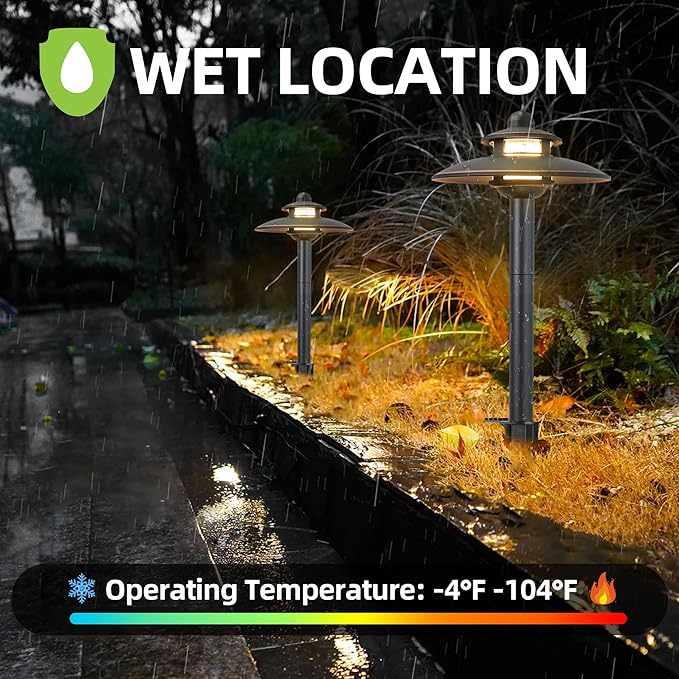 Low Voltage Landscape Pathway Lights, 3CCT Adjustable (2700K/3000K/4000K) 12V-15V LED Landscape Lighting, Oil Rubbed Bronze Aluminum Housing, Waterproof Outdoor Path Lights for Yard, Garden, 6 Pack