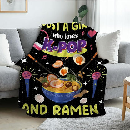 Kpop Blanket Gifts, for Teens, Soft Flannel Ramen Blanket for Fans, Trendy Kpop Merch Gifts, for Young Adults, Ideal Gifts, for Teens and Young Adults, Holiaday Gift 50x60in