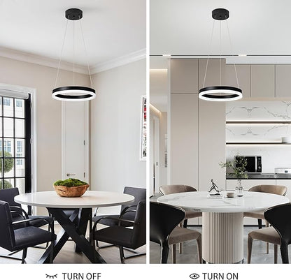 12" Black Led Ring Chandelier Ring Modern Led Chandelier 3 Pack Modern Pendant Lights Led Pendant Lights Adjustable Height Light Contemporary Light Fixture for Kitchen Island Dining Room