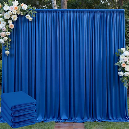 20ft x 10ft Wrinkle Free Royal Blue Backdrop Curtain for Party, Polyester Royal Blue Photo Backdrop Drapes 4 Panels 5x10ft for Birthday Photography Background Weddings Baby Shower Party