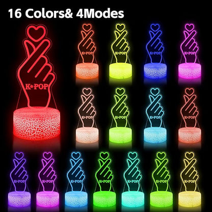 K-pop Decorative Night Light, 16 Color Change Decor with Remote, Kpop Merchandise Gift Perfect as a K-pop Fan Gift or Holiday Present