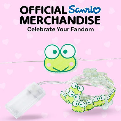 Silver Buffalo Sanrio Hello Kitty and Friends Keroppi 20ct Decorative String Lights, 7 Feet Long, Battery Powered (2 AA Batteries Included), Cool White LED, Indoor Use Only