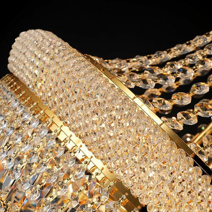 Crystal Chandeliers for Dining Room Light Fixture，Empire Style K9 Crystal Chandeliers for Entryway，18 Lights Gold Luxury Lighting Fixtures for Living Room Bedroom Foyer Hallway D26 Inch
