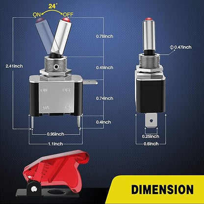 Nilight 5PCS12V LED Toggle Switch Heavy Duty 20A SPST ON Off 3 Pin Rocker for Automotive Cars Trucks Boats Racking