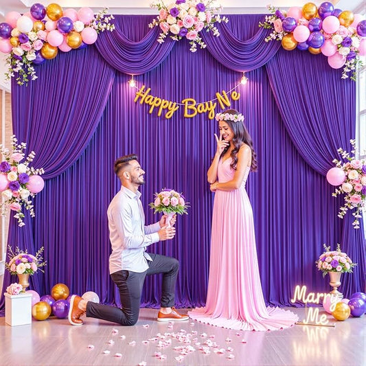 6 Panels Purple Backdrop Curtain for Parties Wedding Wrinkle Free Purple Photo Curtains Backdrop Drapes Fabric Decoration for Birthday Party Photography 30ft(W) x 10ft(H)