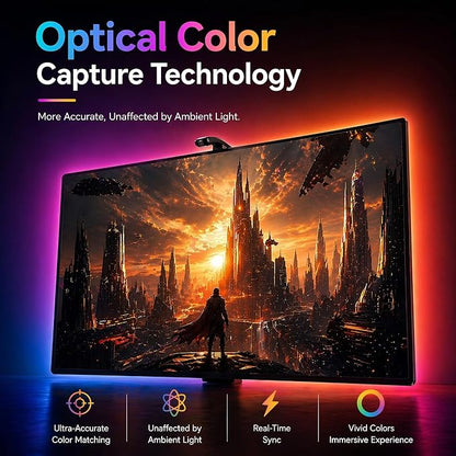 AOC TV Backlight Sync to Screen, Behind TV LED Changing Lighting for 75-85 Inch TVs, RGB LEDs Strip Lights with Sensor for Home Decorations Smart App Control, Movie Game Music & DIY Mode, 18.0FT