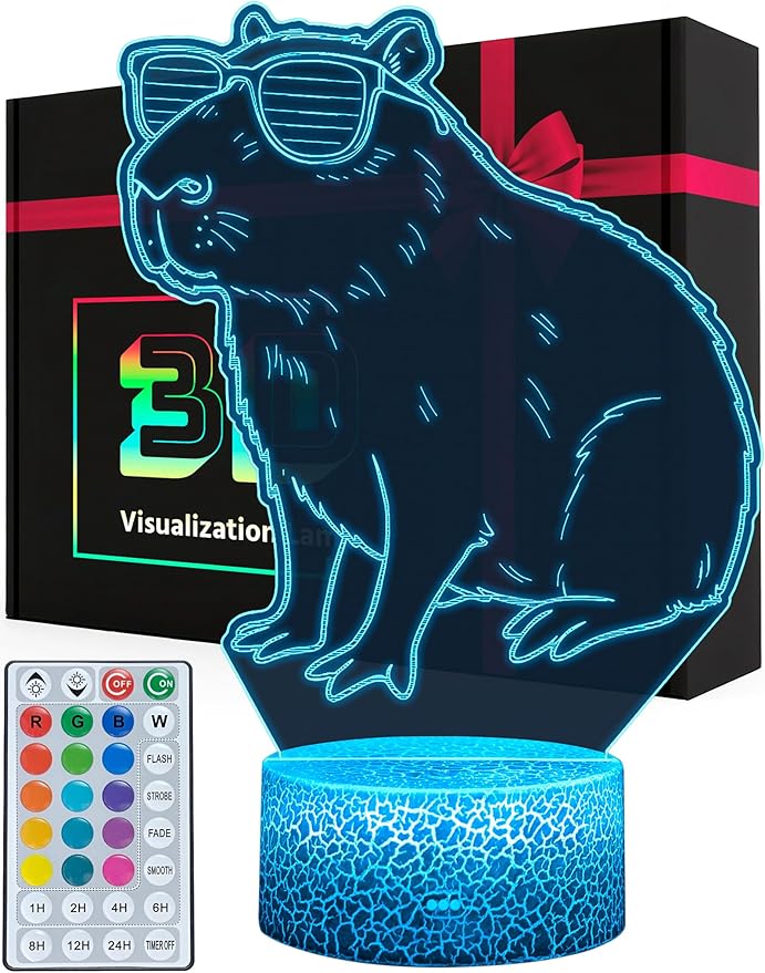 Capybara Night Light - Adorable Gift for Women, Teen Girls, Babies Decorate Kids' Bedroom with Cute Acrylic Capybara Nightlights - for Children and Toddlers