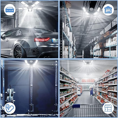 Aoretic LED Garage Lights Bulb 10+1 Panels 2 Pack -200W, 20000LM 6500K Led Shop Light with 6+1 Deformable Panels, Ceiling Lights for Basement Barn Light Garage