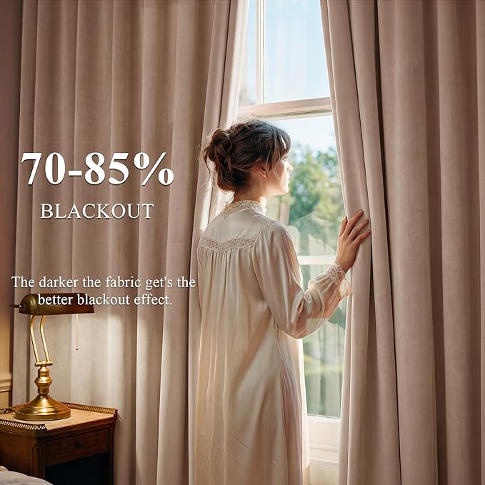 StangH Nursery Bedroom Curtains 96 inches Long, Blush Beige Soft Room Darkening Window Treatment for Living Room Sliding Door/Girls Closet/Office, W52 x L96, 2 Panels