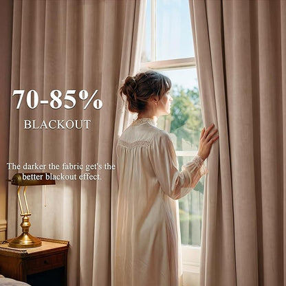 StangH Nursery Bedroom Curtains 96 inches Long, Blush Beige Soft Room Darkening Window Treatment for Living Room Sliding Door/Girls Closet/Office, W52 x L96, 2 Panels