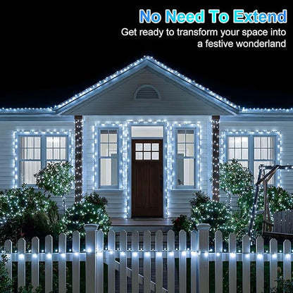 750LED Christmas Lights Outdoor Use, 240ft 12 Modes Cool White LED String Lights with Timer Dimmable, Waterproof Christmas Tree Lights for Xmas Patio Yard Fence Balcony Garden Decor Cool White