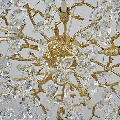 Crystal Chandeliers,23.6" Gold Modern Round Crystal Chandeliers for Dining Room Industrial Farmhouse Raindrop Chandelier for Kitchen Island, Living Room, Bedroom, Entryway (8-Light)