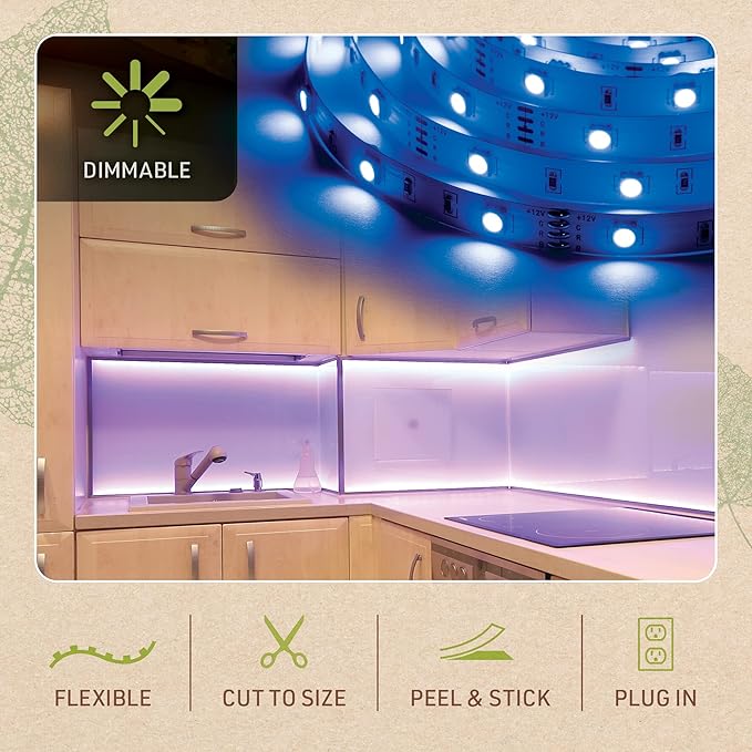 Complete LED Strip Light Kits (Multicolor RGB) 8 ft Flexible Tape with Remote Accent Light TV Backlight 338321