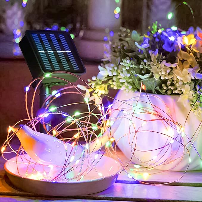 TW SHINE Multicolor Solar String Lights Outdoor, Total 80 FT 240 LED Solar Powered Waterproof Fairy Lights 8 Modes Copper Wire Lights for Christmas Party Tree Wedding Yard Decorations, 2 Pack