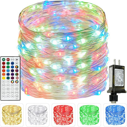 66Ft 200 LED RGB Color Changing 4th of July Fairy Lights Plug in, Waterproof String Lights with Remote for Outdoor Indoor, 24 Colors Twinkle Lights with Timer for Independence Day Patriotic Decoration