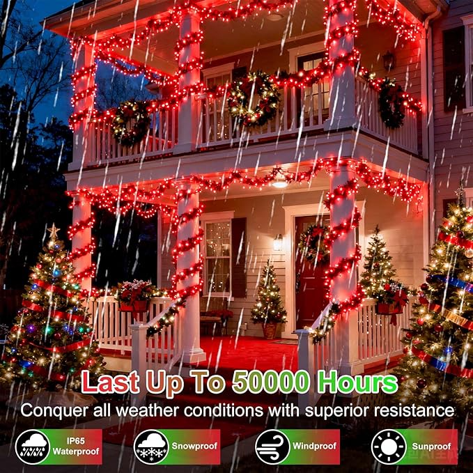 WUXYIYANG 1500 LED 470FT Red Valentine Lights, 12 Pro Modes and Timer Memory & Dimmable, Plug in Indoor Valentine Room Light for for Xmas Bedroom Yard Tree Wedding Party Outdoor Waterproof Decor (Red)