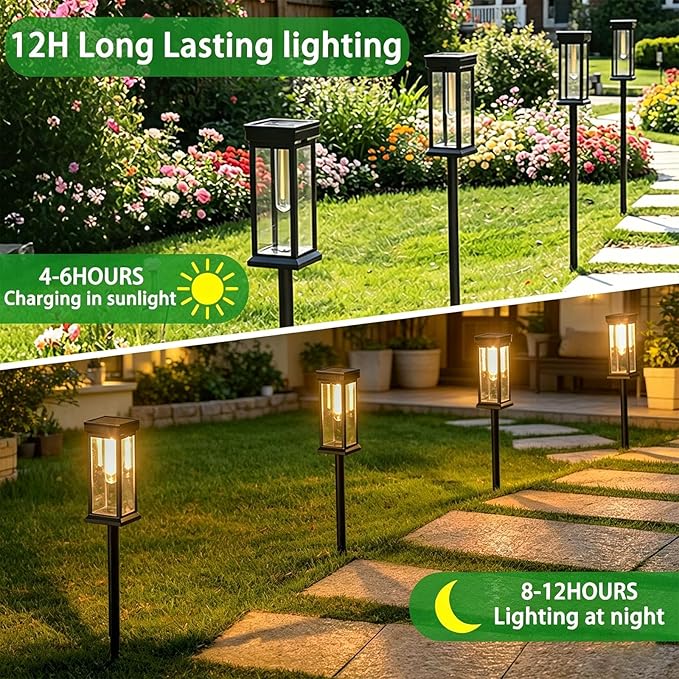 Sublume Solar Pathway Lights Outdoor, 8 Pack Upgraded Bright Solar Lights Outdoor, Auto On/Off, IP65 Waterproof Solar Landscape Lights Solar Powered Garden Lighting for Yard Patio Walkway Driveway