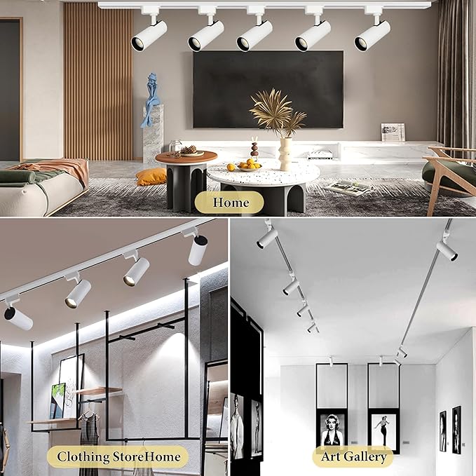 Brightened White H Type Track Lighting Heads (No Track Rails), 6PCS 6000K Cool White 20W 2400lm for Accent Lighting, Dimmable LED Track Lighting Ceiling Spotlight Fixture