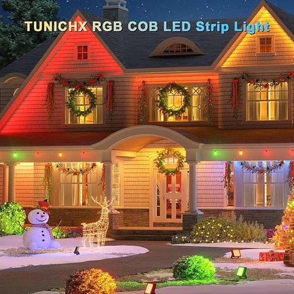 RGB COB LED Strip Lights 16.4ft High Density DC12V LED Tape Light 2880 LEDs Dimmable UL Listed FCOB Led Light Strip CRI 90+ Colorful Lighting for Kitchen Cabinets(No Adapter or Controller)