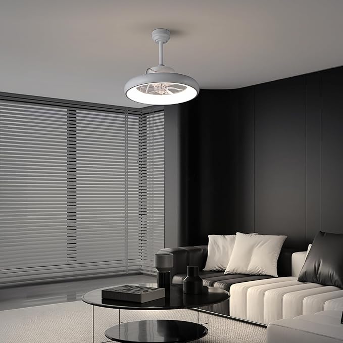 Oval AIR Loren 20" Small Smart Ceiling Fan with Light, Semi Flush Mount, Quiet 6-Speed Reversible Motor, Dimmable LED, Adjustable CCT, App & Remote Control, Minimalist, White AIR8002D