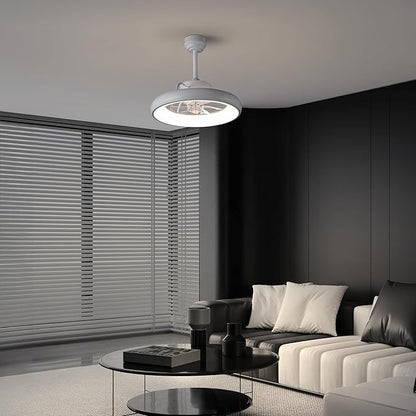 Oval AIR Loren 20" Small Smart Ceiling Fan with Light, Semi Flush Mount, Quiet 6-Speed Reversible Motor, Dimmable LED, Adjustable CCT, App & Remote Control, Minimalist, White AIR8002D