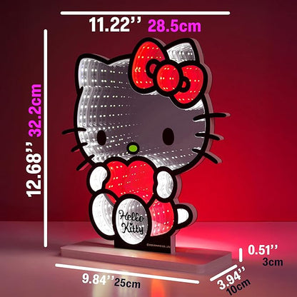 Get Trend Hello Kitty Sanrio 3D LED Light, Infinity Mirror Effect, USB Night Light, Room Decor, Bedroom Lamp, Kawaii Gifts for Girls Teens Women (Multi Hello Kitty)