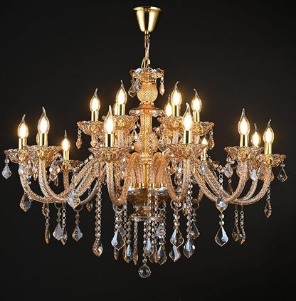 18-Light Crystal Chandeliers Luxurious K9 Crystal Candle Pendant Lamp Ceiling Lighting for Dining Living Room Bedroom Hallway Entry (18 Lights)