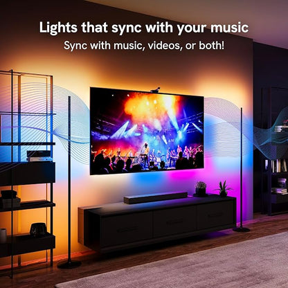 Aura Labs LED Corner Floor Lamp - RGBICW 4 Billion Colors - 90+ CRI & 1000 Lumens - App & Voice Control, Music Sync LED Lights - Standing Floor Lamp - Ambient Lighting - Bedroom, Living Room - 53 Inch