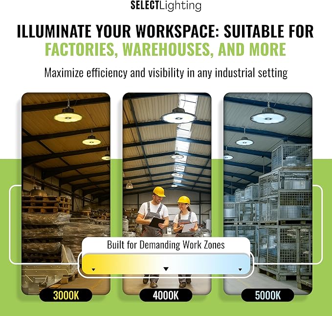 UFO LED High Bay Shop Light, 200W/160W/115W Selectable, 29000 Lumen, Multi-CCT (3000K/4000K/5000K), IP65 Waterproof, UL Certified Warehouse & Garage Lighting (20–30ft Mount)