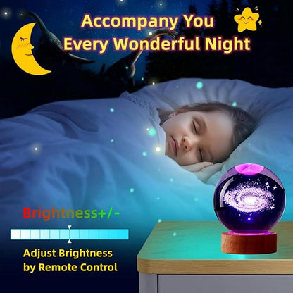 3.15 inch Pigeon Crystal Ball lamp,3D Bird Crystal Ball Night Light with Wooden Base, Peace Dove Lamp, 16 Colors Change with Remote Control (Panda)