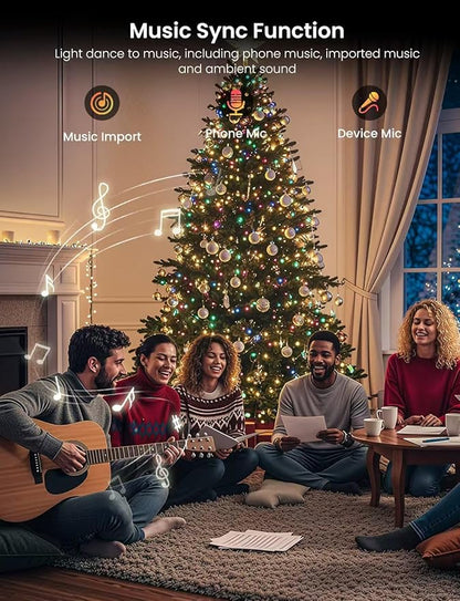Smart RGB+IC String Lights with 200 LED, Indoor Color Changing Christmas Lights, APP & Remote Control, 84 Scenes, Music Mode, Christmas Tree Decor