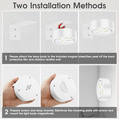 Picture Lights for Wall, 3 Lighting Modes Magnetic Art Display Light,Battery Operated Led Painting Light with Remote Control Dimmable & Timer,6Pack White