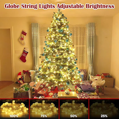 33FT 100LED Christmas Lights Indoor, Globe String Lights for Bedroom 8 Modes with Remote, Outdoor Hanging Fairy Lights for Room Wedding Garden Christmas Tree Party Decor, Warm White