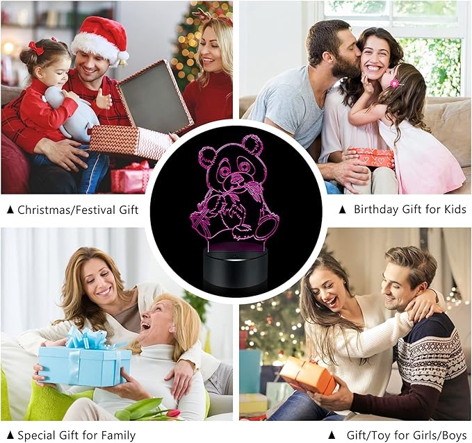 BASSI Panda Gift Panda Lamp for Kids, 16 Colors Changing Remote Control Night Light Panda Toy - Birthday for Boys Girls Age 3 4 5 6 7 8 9 Teenages