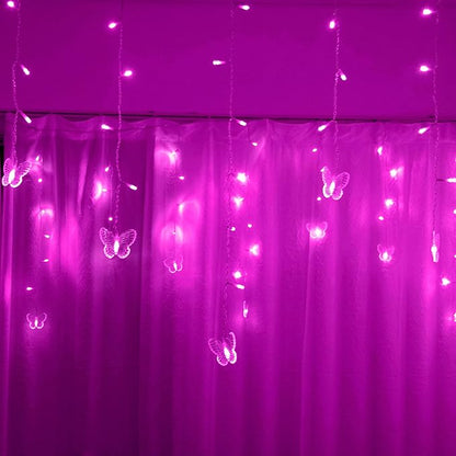 YOLIGHT Butterfly Curtain Lights, Pink Fairy Lights with Remote Timer, 8 Modes Twinkle LED for Girls' Room Dorm Garden Window Party Wedding Christmas Decor (Neon Pink), 13ft