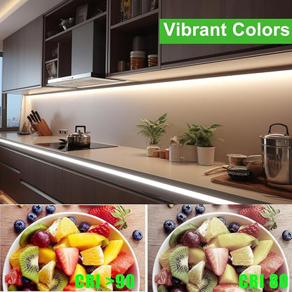 JOYLIT 24V RGBW COB LED Strip Lights 16.4FT/5M RGB + 6000K Cool White Dual Mode, Flexible 784 LEDs/M High Density Dotless Tape Light for Indoor, Bedroom, Kitchen, Home Theater Lighting (Light Only)
