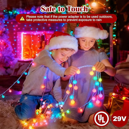 33FT 100LED Christmas Globe Lights Plug in 8 Modes with Remote,Indoor Outdoor Christmas Fairy Lights for Bedroom Party Wedding Garden Christmas Tree Decor(Multicolor)