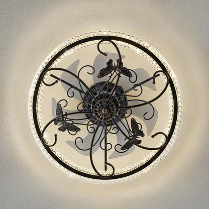 Retro Black Ceiling Fan with Lights Remote Control, 6 Speeds 3 Color Industrial Caged Ceiling Fan with Light for Kitchen Bedroom Living Room